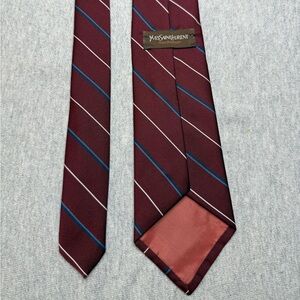 Yves Saint Laurent Burgundy and Blue Tie Elegant Accessory